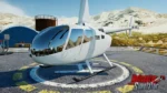 Helicopter flying over a city