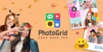 PhotoGrid interface showcasing various editing tools