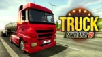 A truck driving through a European countryside